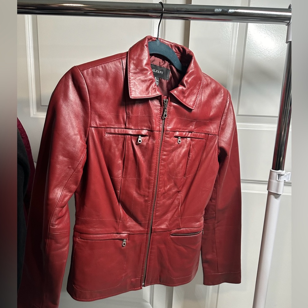Like New Alfani Red Leather Jacket